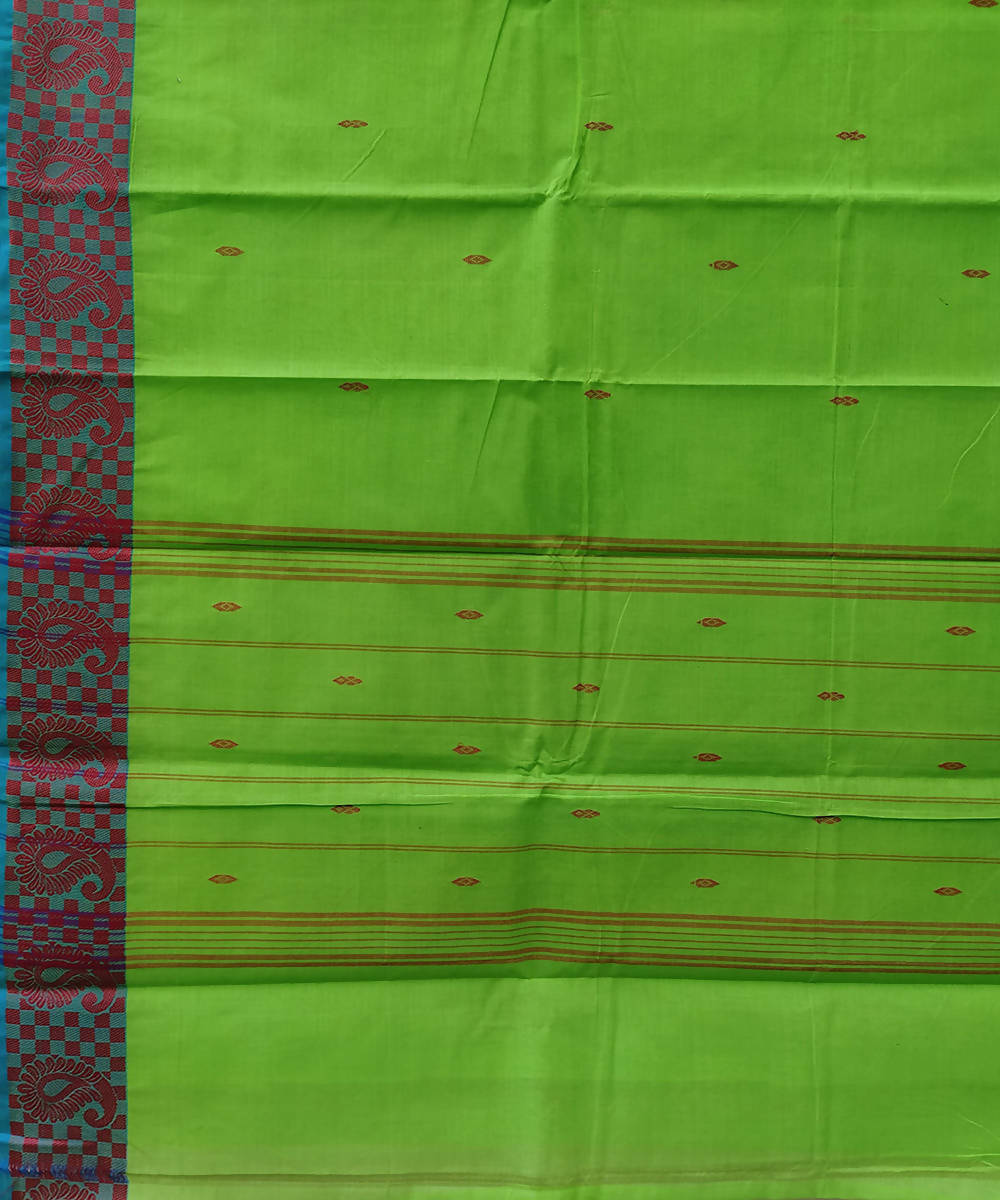 Parrot green handwoven tamil nadu cotton saree