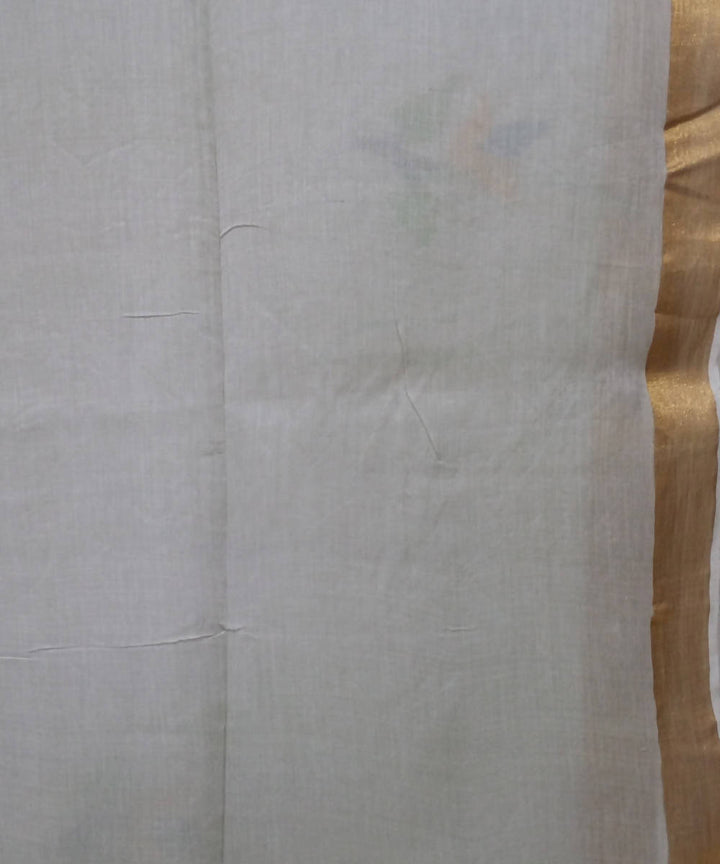 Light Grey Handloom Mulmul Cotton Bengal Jamdani Saree