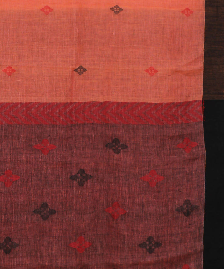 Handloom Light Orange Linen Saree
