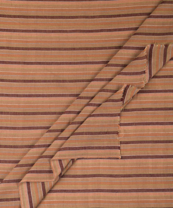 Brown striped handwoven cotton fabric