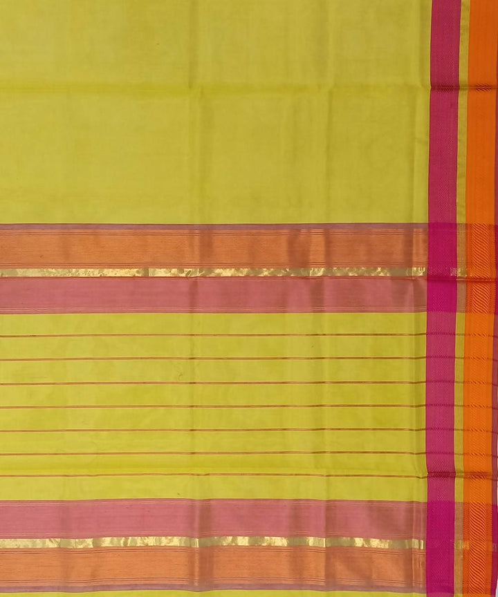 Maheshwari Lemon Yellow Handloom Cotton Silk Saree