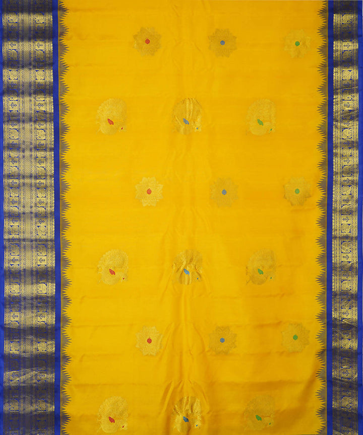 Yellow handwoven silk gadwal saree