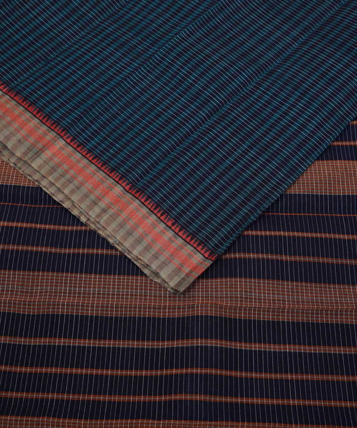 Dark cobalt blue handwoven cotton narayanpet saree