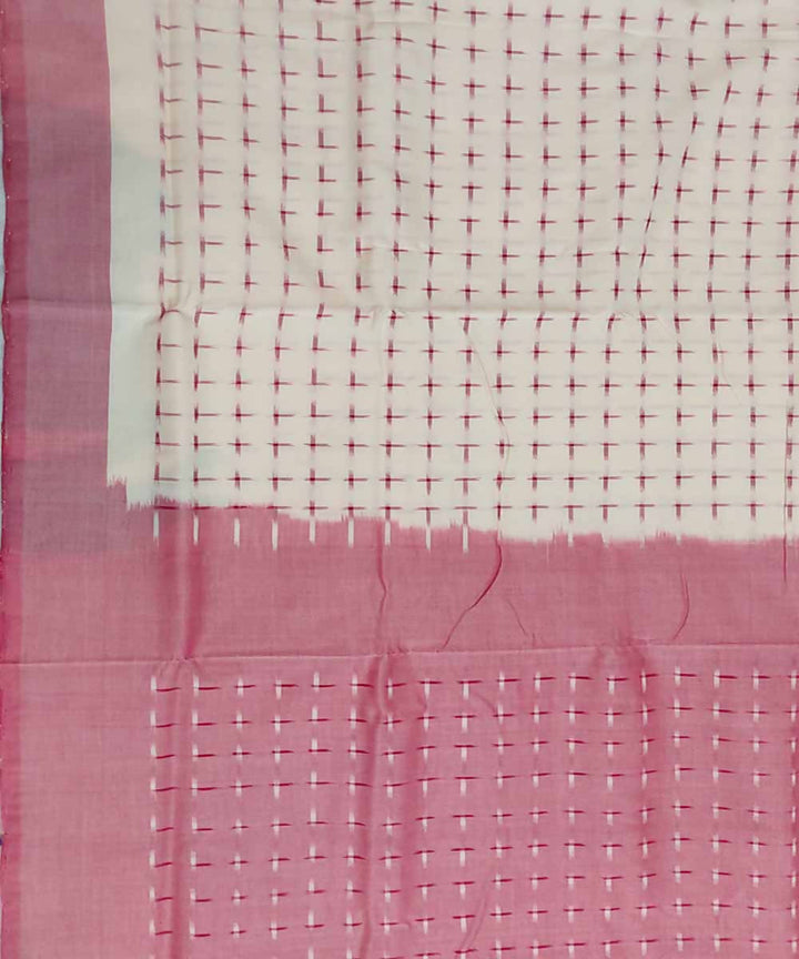 Almond white handloom cotton ikat pochampally saree