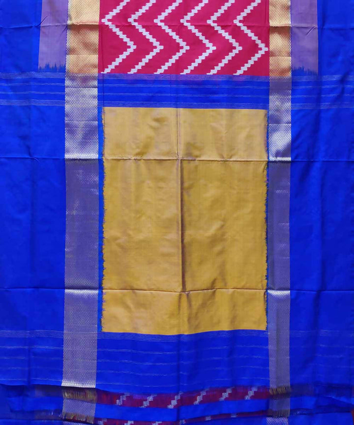 Rose pink blue handloom silk pochampally ikat saree