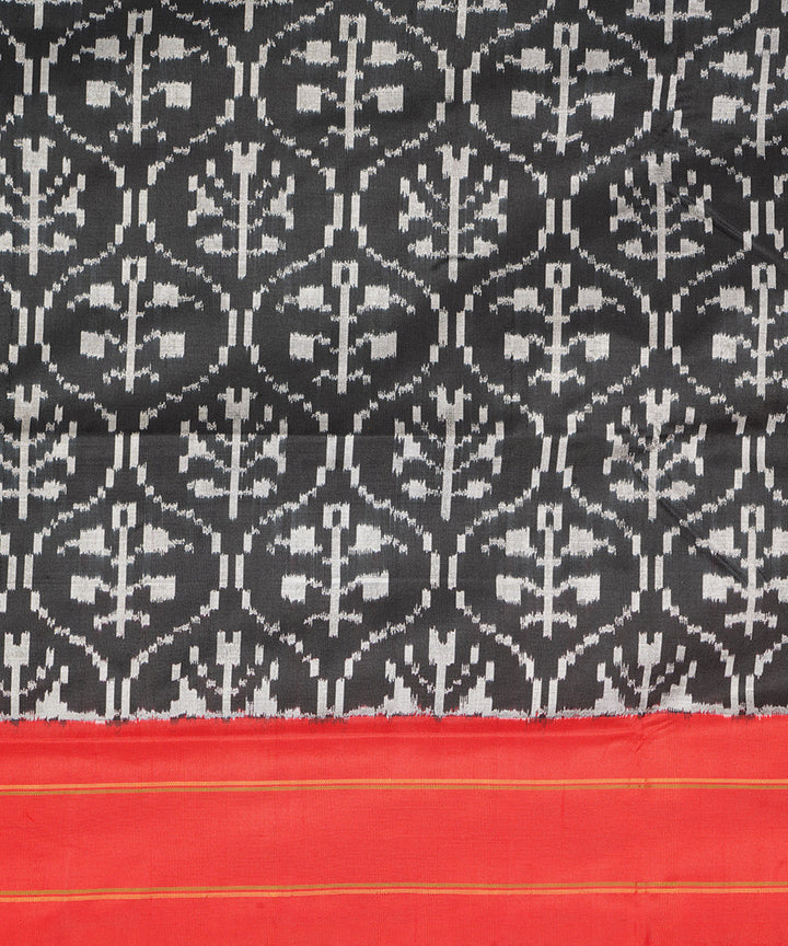 Black red pochampally ikat handloom silk saree