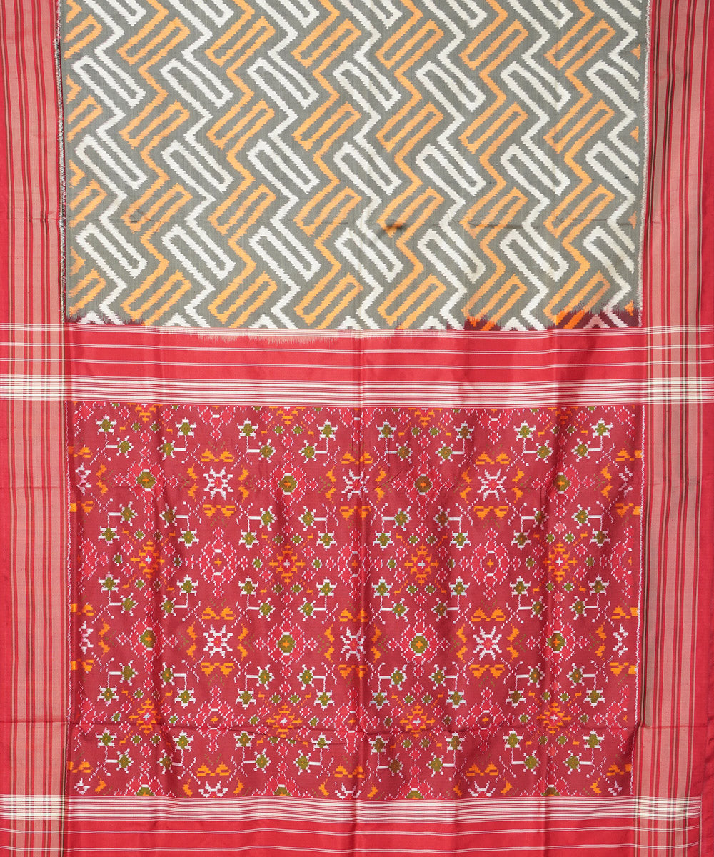 Multicolor red silk pochampally ikat handloom saree