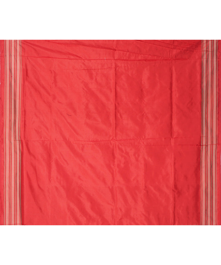 Multicolor red silk pochampally ikat handloom saree