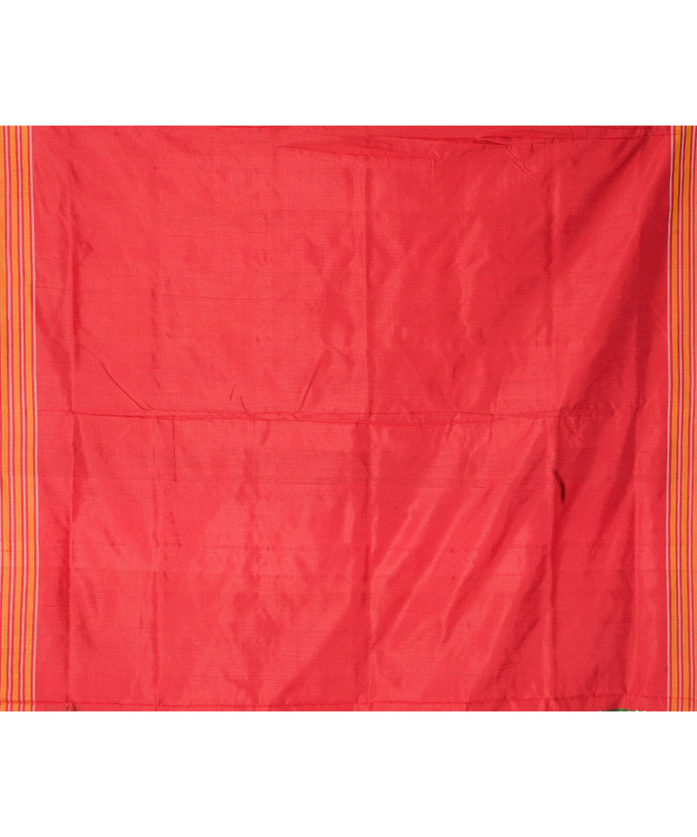 Light green red pochampally ikat silk handloom saree