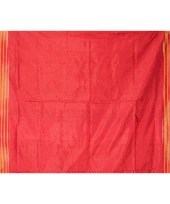 Light green red pochampally ikat silk handloom saree