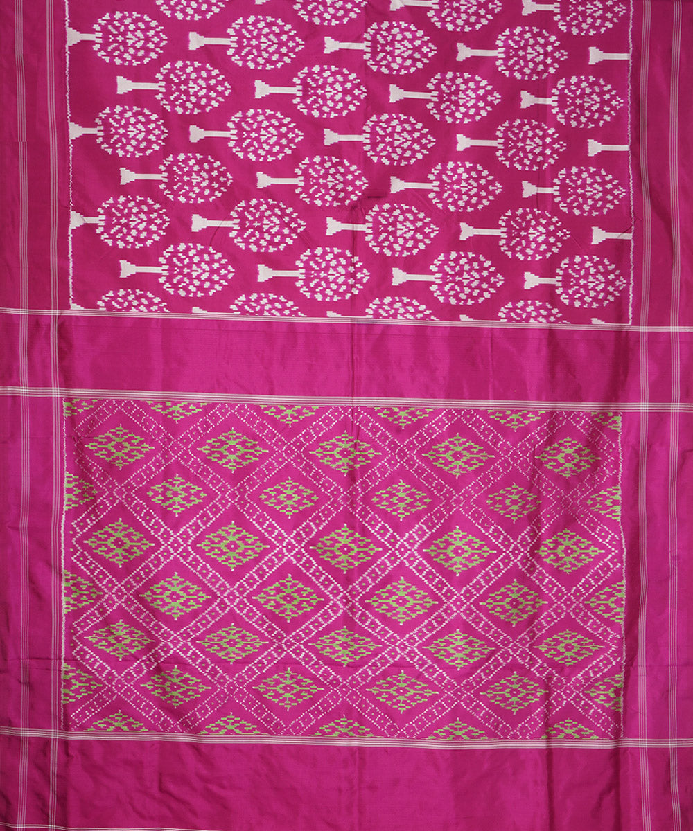 Purple offwhite pochampally ikat handloom silk saree