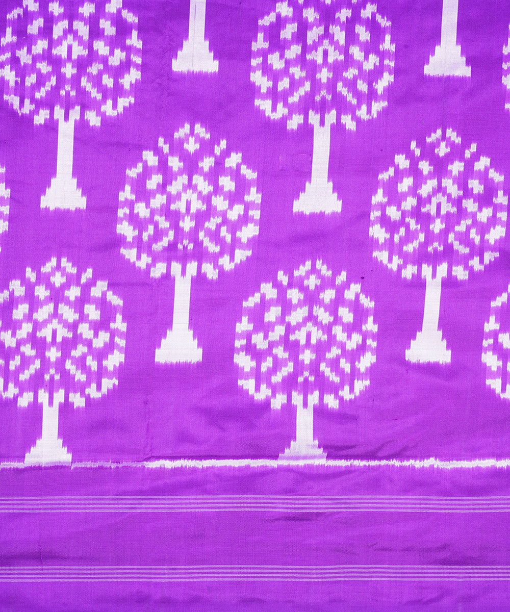 Violet offwhite pochampally ikat handloom silk saree