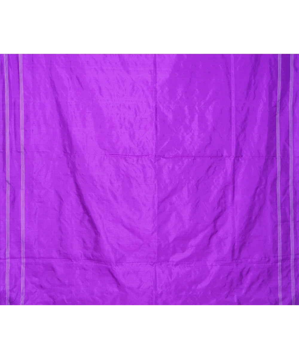 Violet offwhite pochampally ikat handloom silk saree