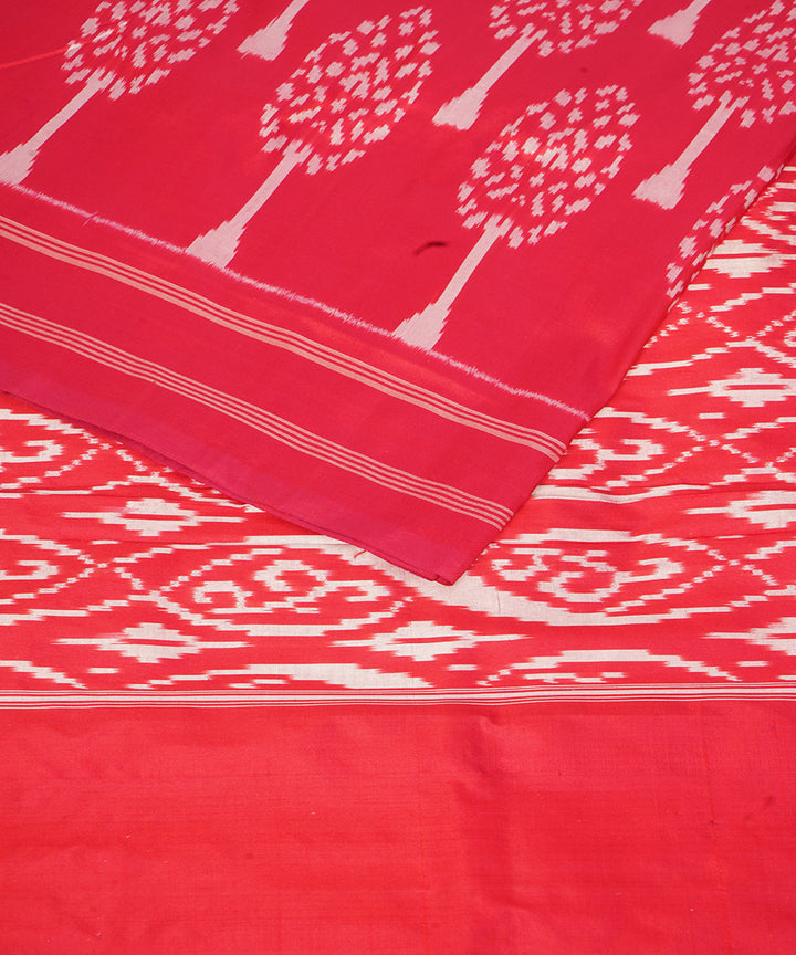 Red offwhite pochampally handloom ikat silk saree