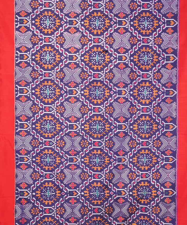 Navy blue red silk pochampally ikat handwoven saree