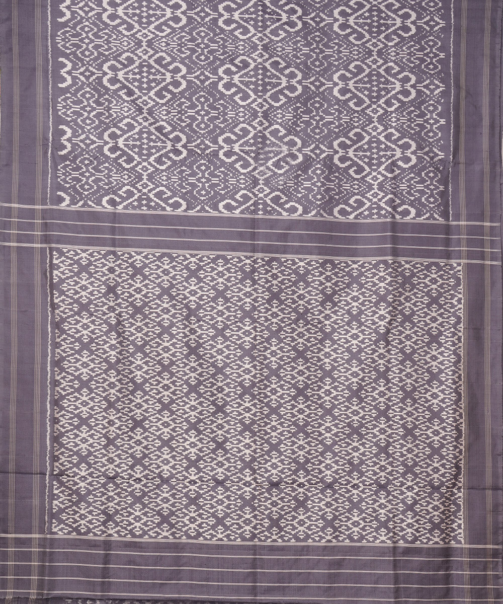 Grey pochampally ikat handloom silk saree