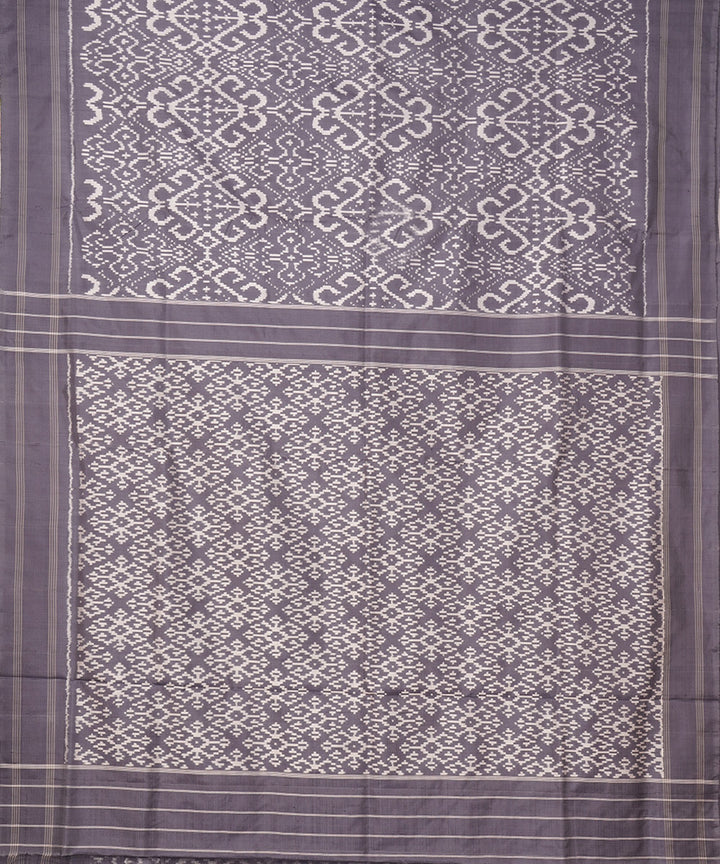 Grey pochampally ikat handloom silk saree