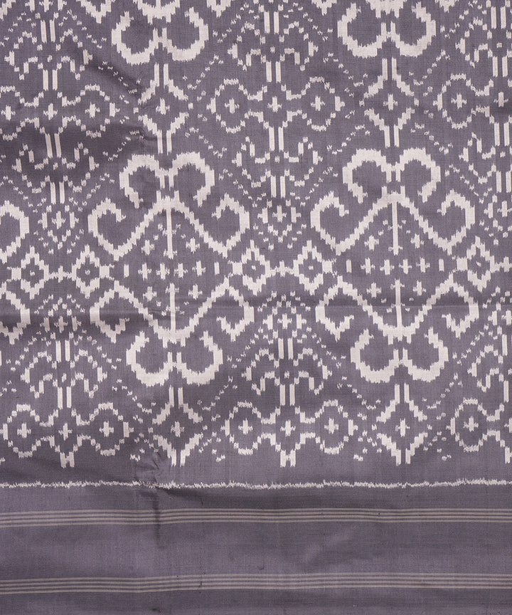 Grey pochampally ikat handloom silk saree