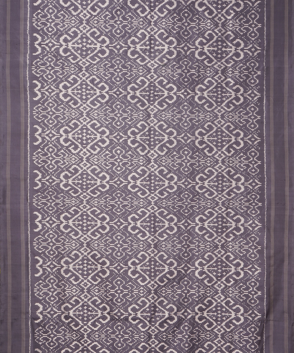 Grey pochampally ikat handloom silk saree