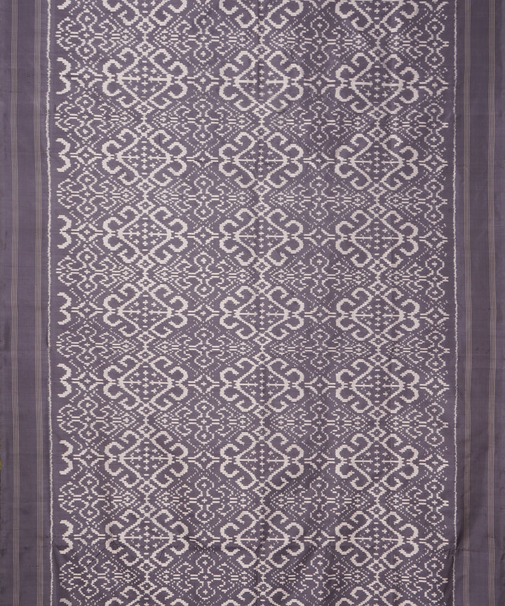 Grey pochampally ikat handloom silk saree