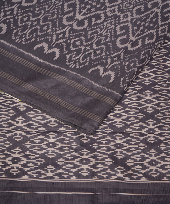 Grey pochampally ikat handloom silk saree