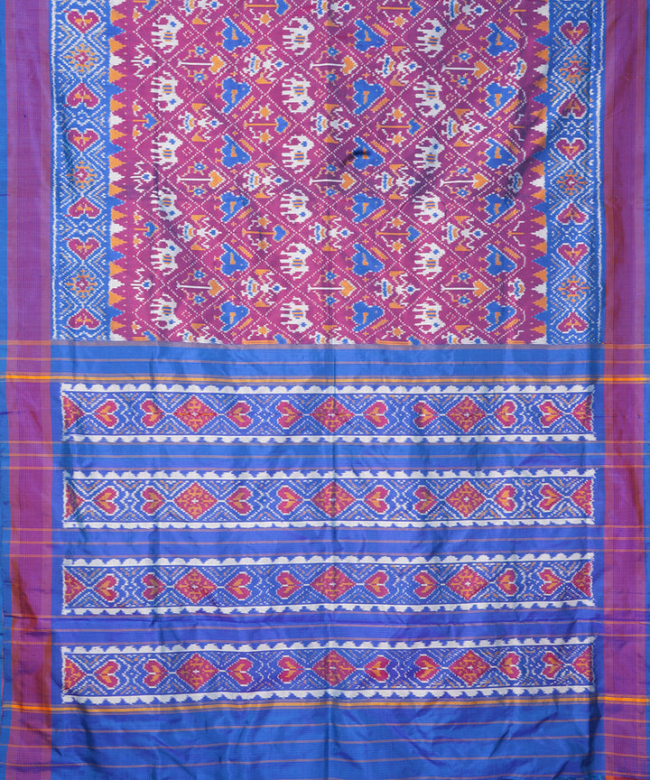 Purple pochampally ikat handloom silk saree