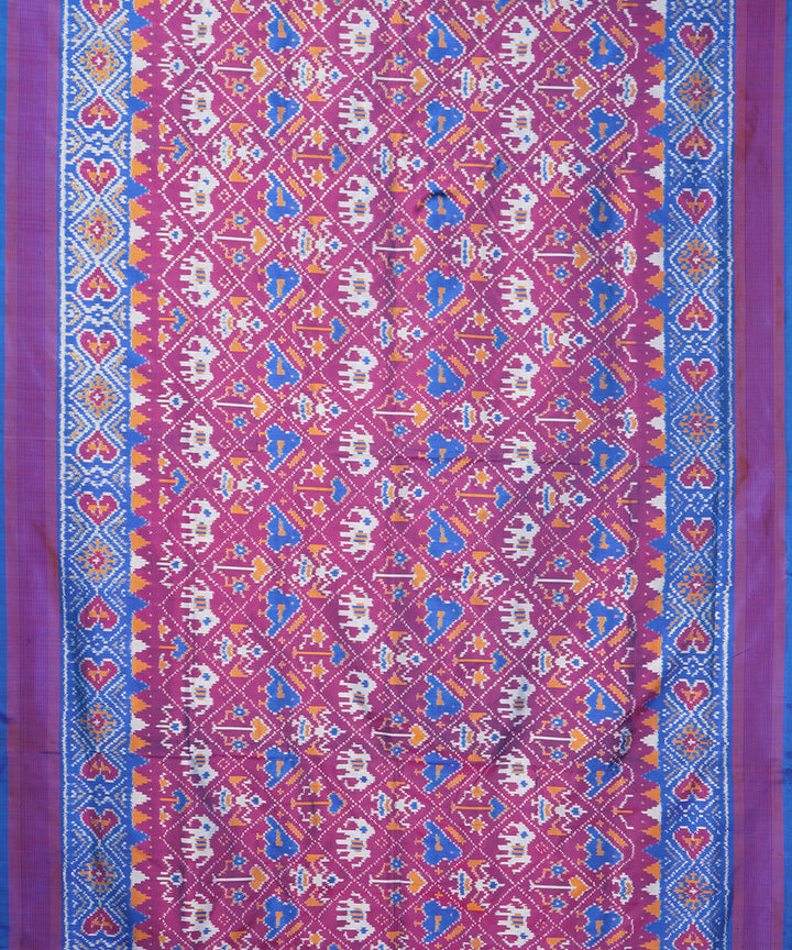 Purple pochampally ikat handloom silk saree