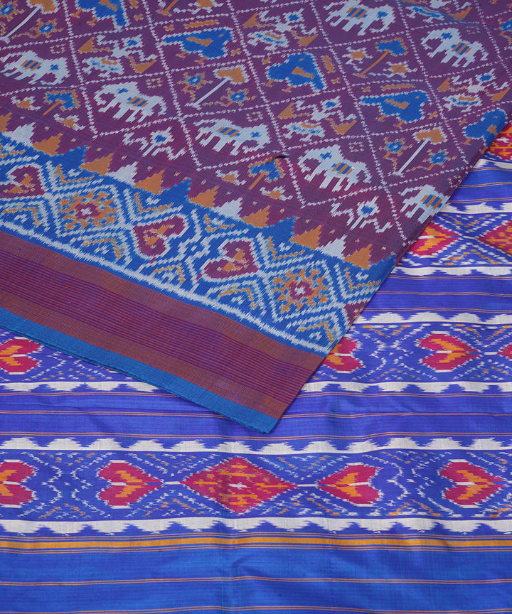 Purple pochampally ikat handloom silk saree