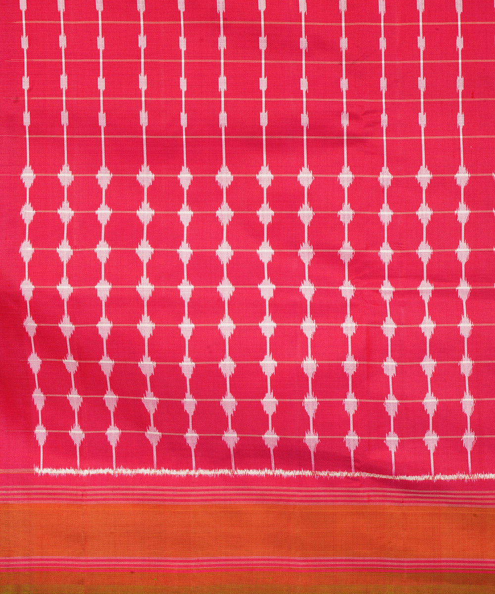 Pink offwhite pochampally ikat handloom silk saree