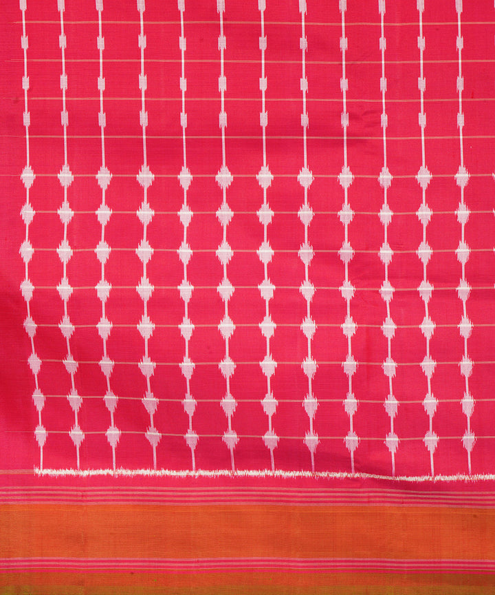 Pink offwhite pochampally ikat handloom silk saree