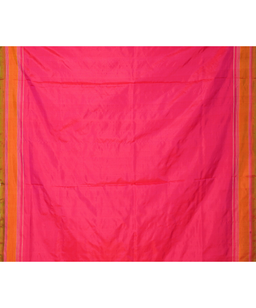 Pink offwhite pochampally ikat handloom silk saree