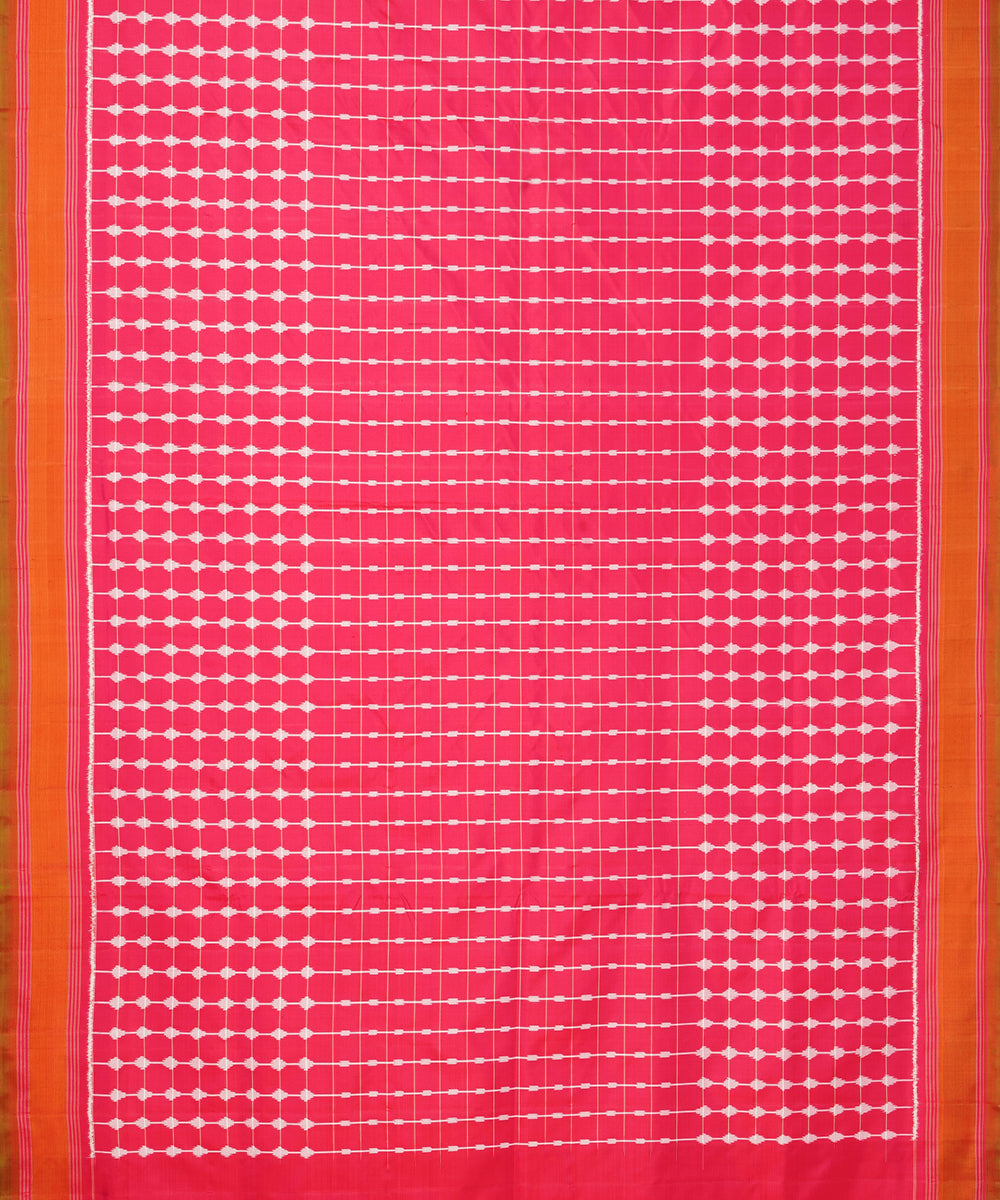 Pink offwhite pochampally ikat handloom silk saree