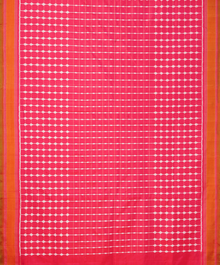 Pink offwhite pochampally ikat handloom silk saree