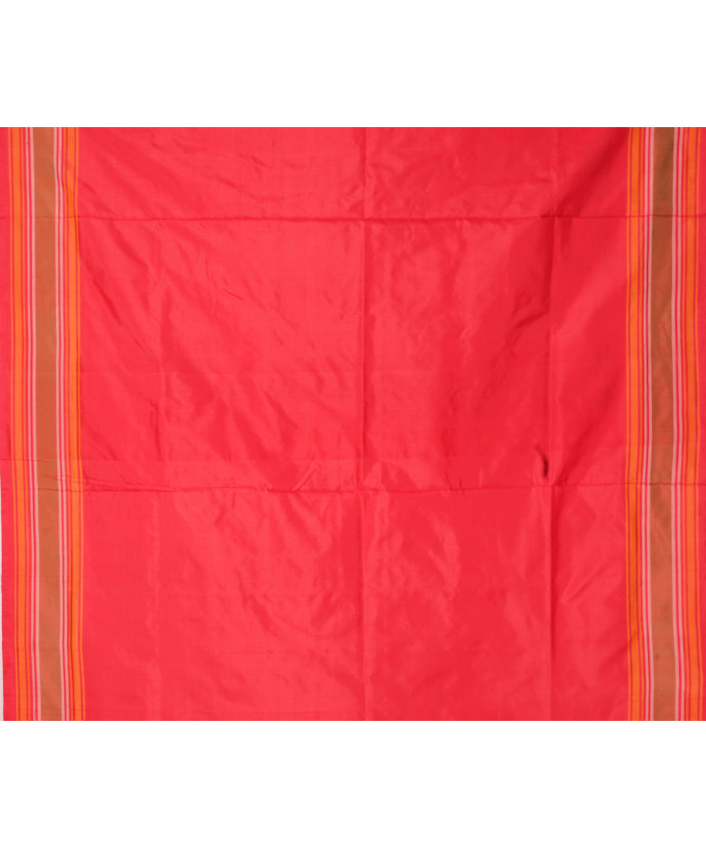 Cream red pochampally handloom silk saree