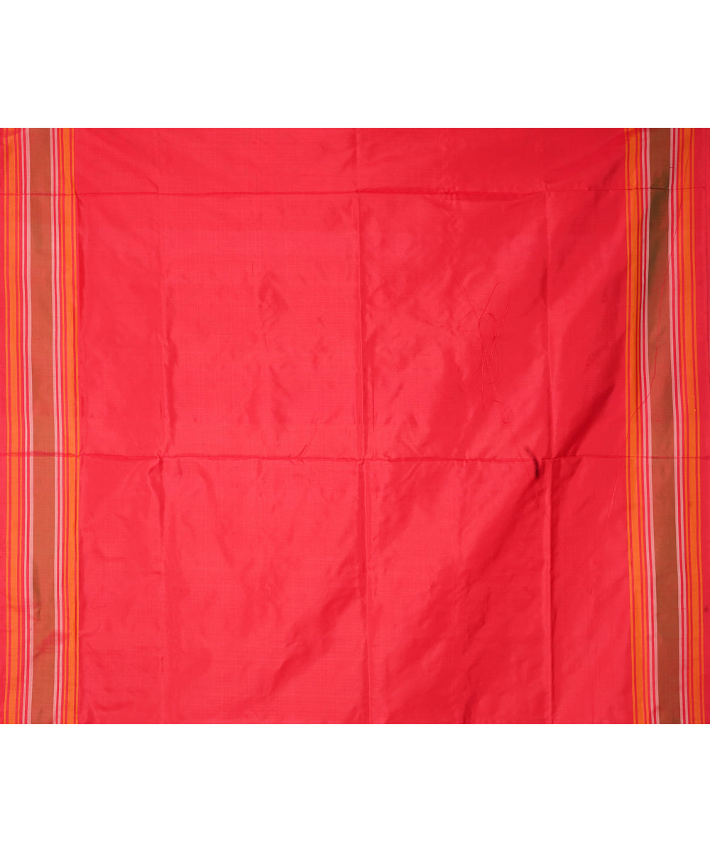 Cream red silk pochampally handloom saree