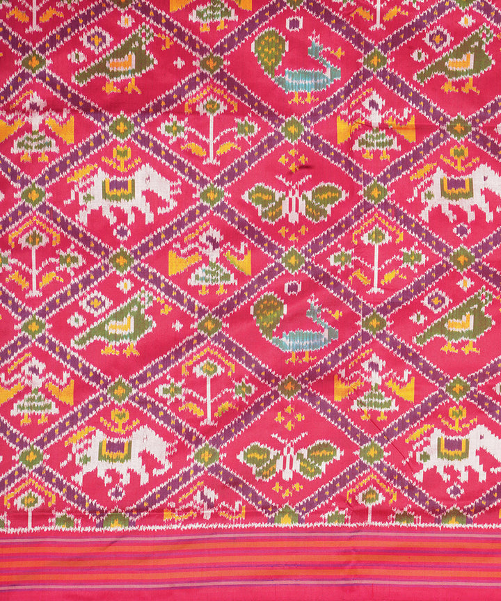 Pink pochampally ikat handloom silk saree