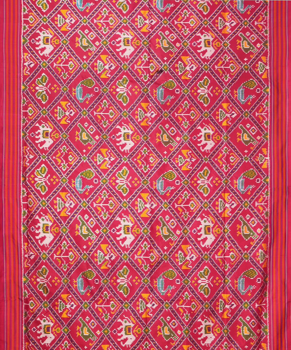 Pink pochampally ikat handloom silk saree