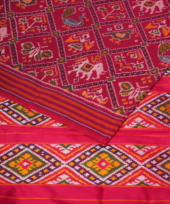 Pink pochampally ikat handloom silk saree