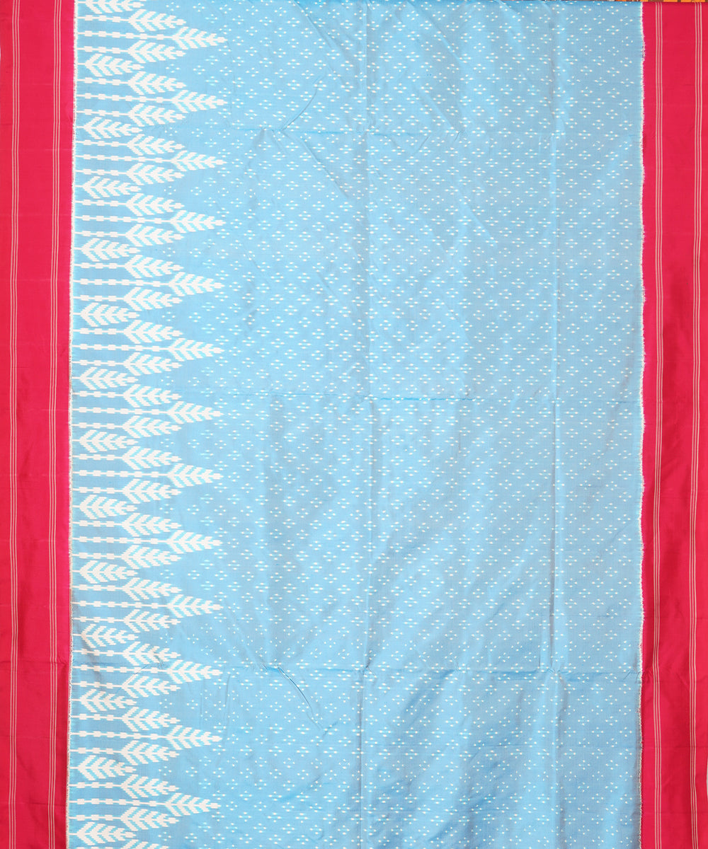 Sky blue pink pochampally ikat handloom silk saree