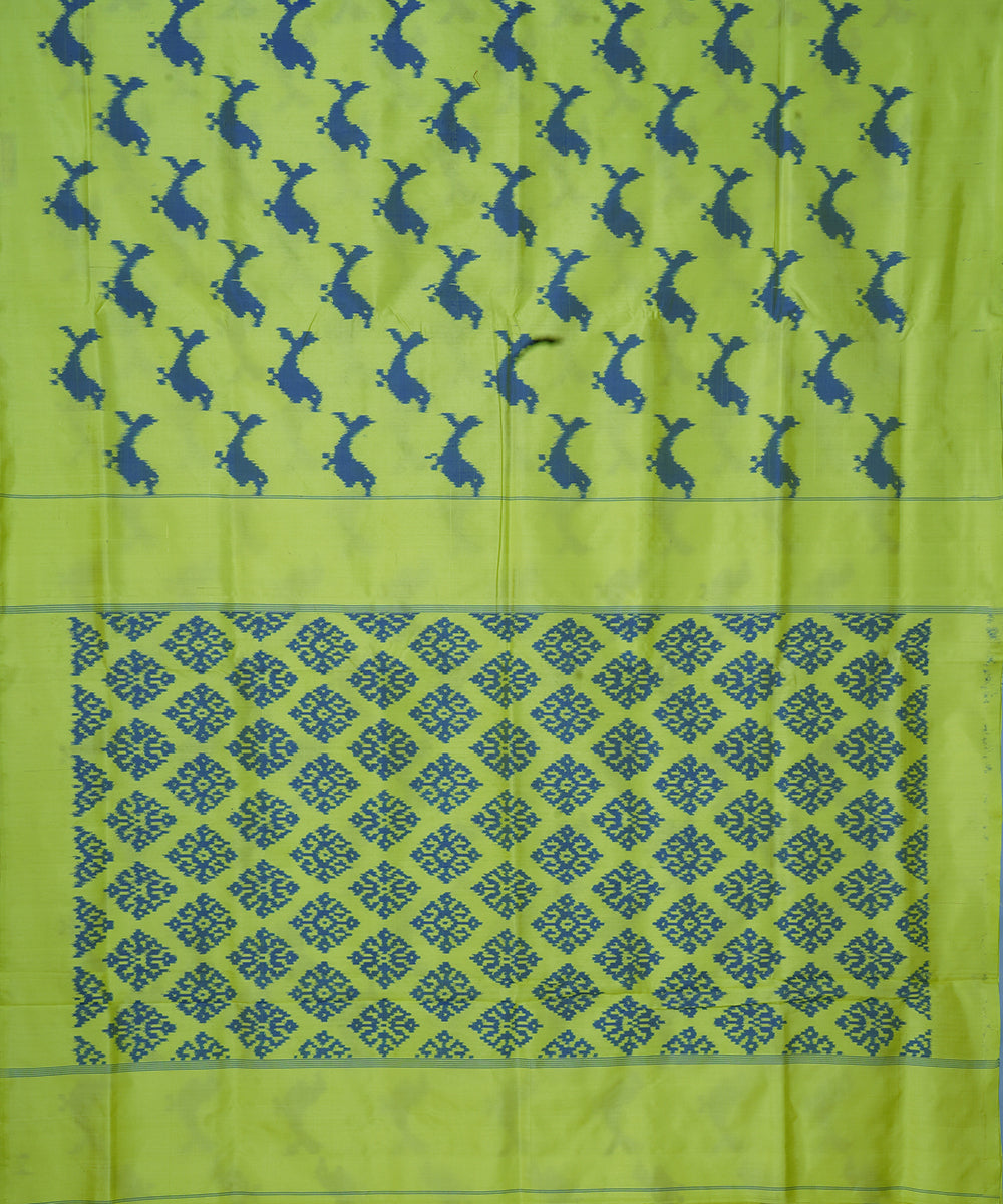 Light green pochampally ikat handloom silk saree