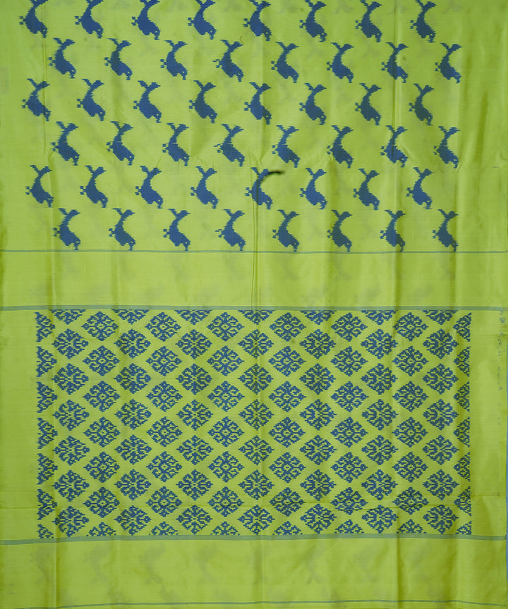 Light green pochampally ikat handloom silk saree