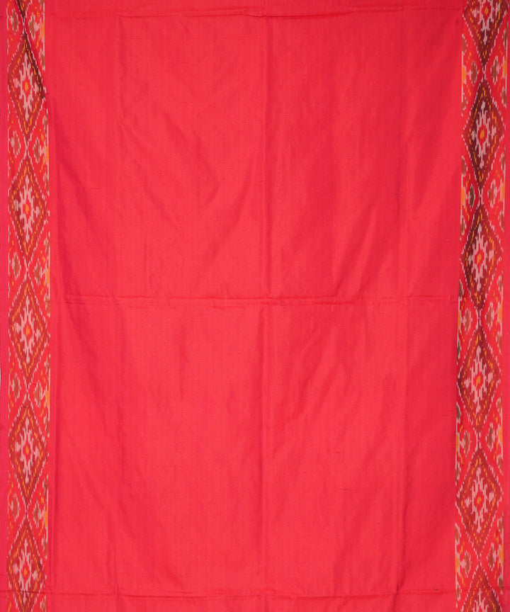 Brown red handloom pochampally ikat silk saree