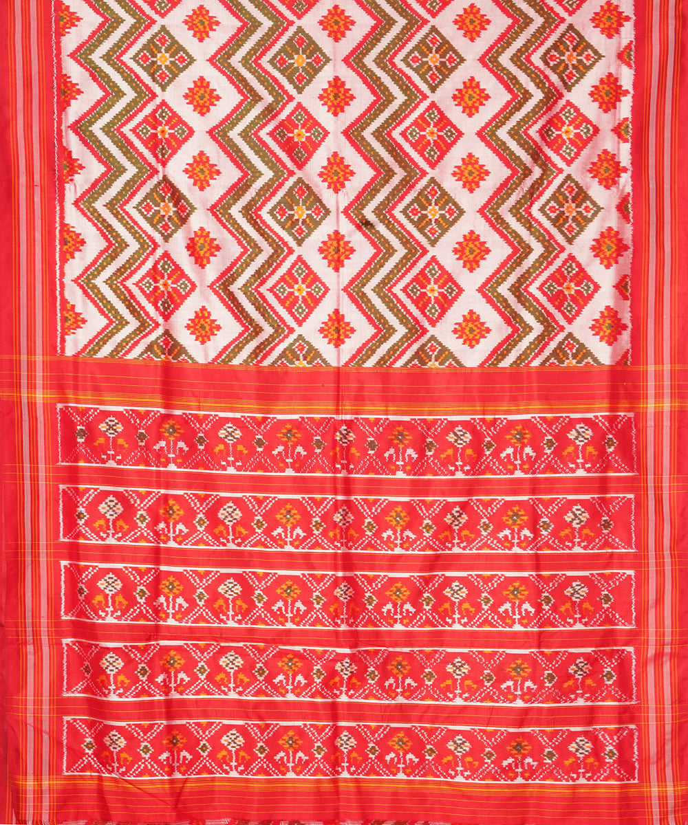 Multicolor red handloom pochampally ikat silk saree