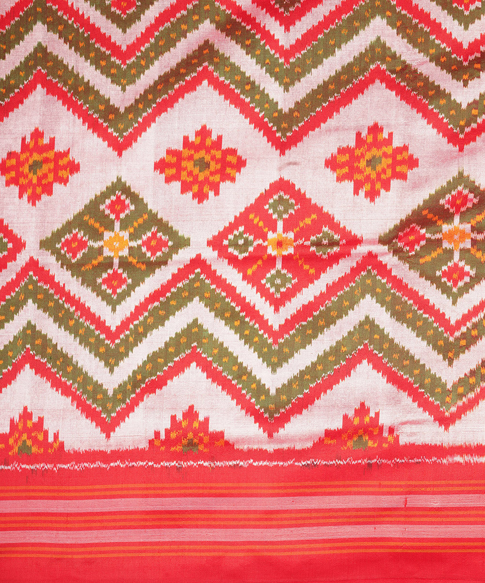 Multicolor red handloom pochampally ikat silk saree