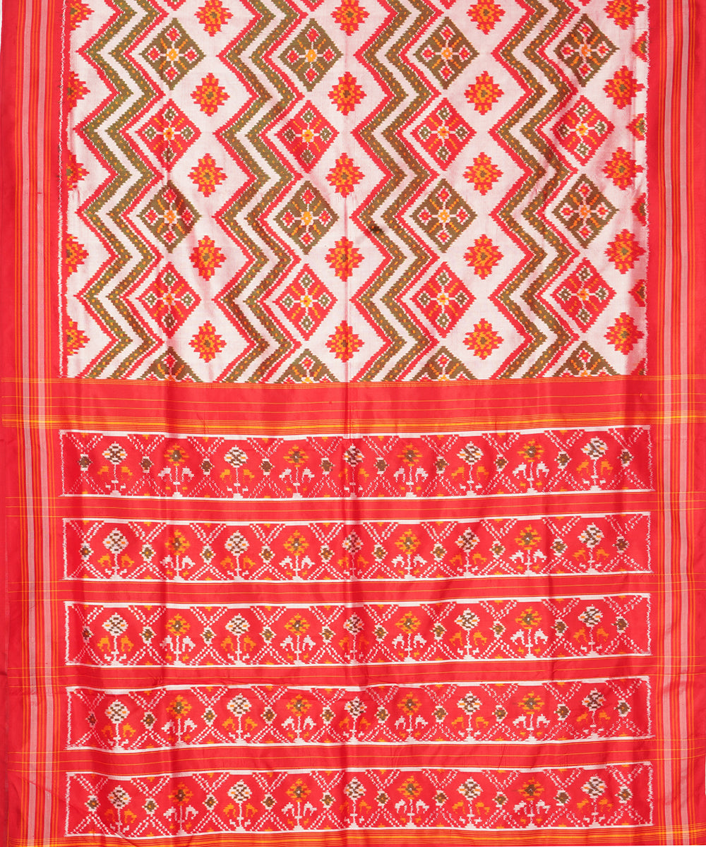 Multicolor red handloom pochampally ikat silk saree