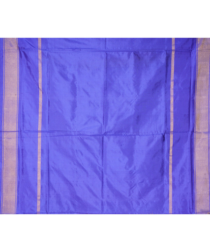 Orange blue pochampally ikat handloom silk saree