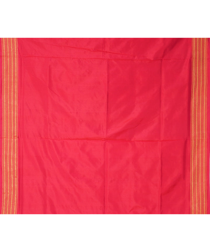 Brown red pochampally ikat handloom silk saree