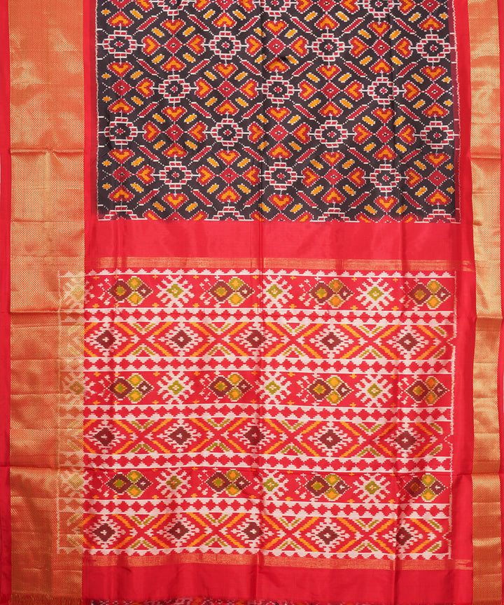 Multicolor red pochampally ikat handloom silk saree