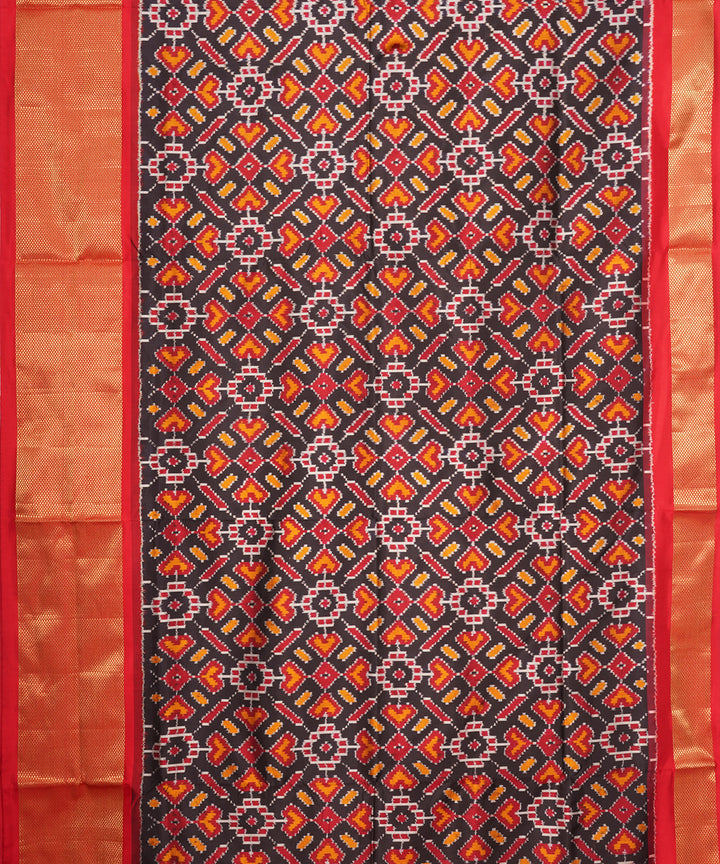 Multicolor red pochampally ikat handloom silk saree