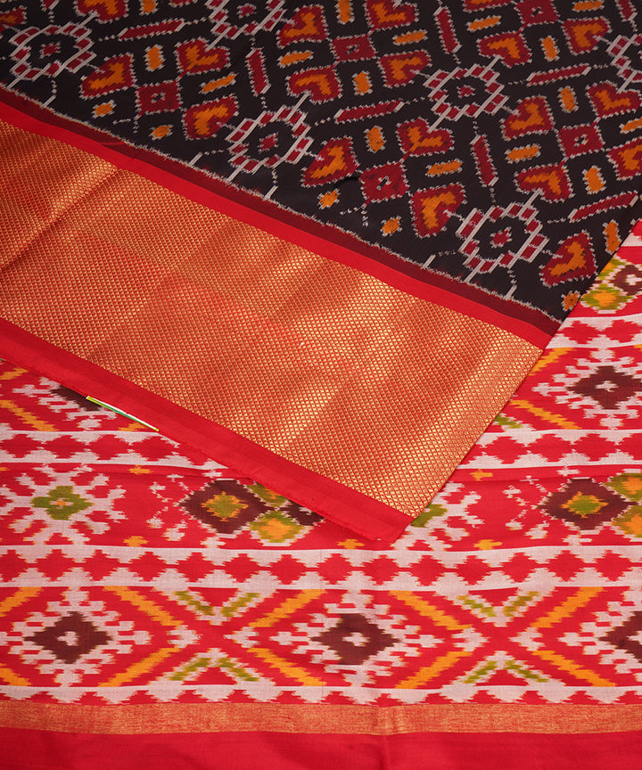 Multicolor red pochampally ikat handloom silk saree